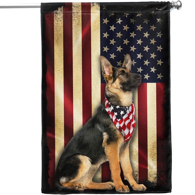 FLAGWIX German Shepherd Dogs Double Sided Flag - Patriot American Dog Flags - Decorations For Home, Outside, Patriotic House Flag 30x40 Heavy Duty Canvas, Decorative Indoor Outdoor Flag - Image 2